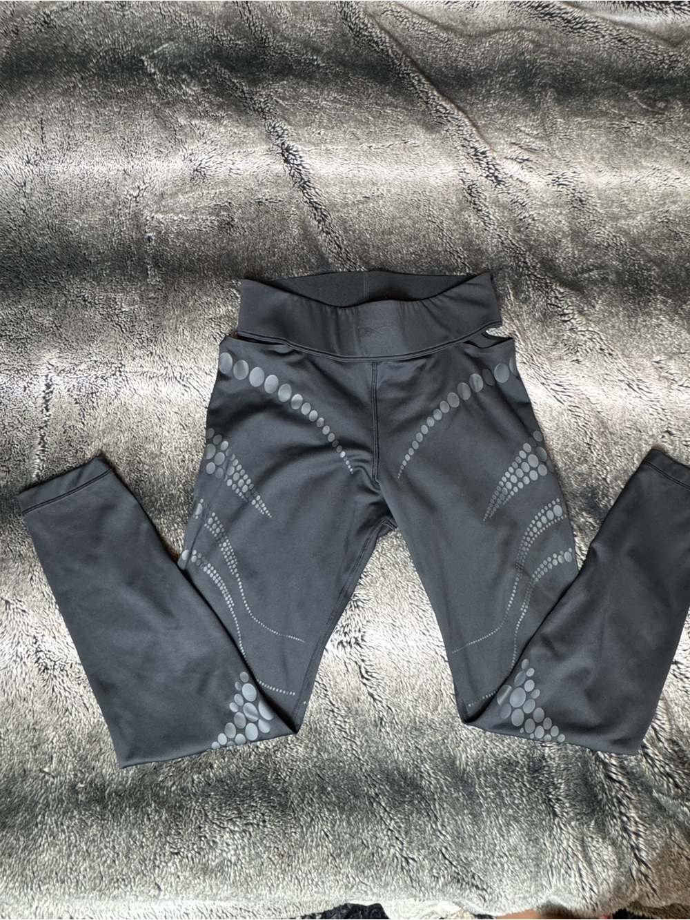 Reebok Black Cardi B Leggings with Reflective Dot Accents